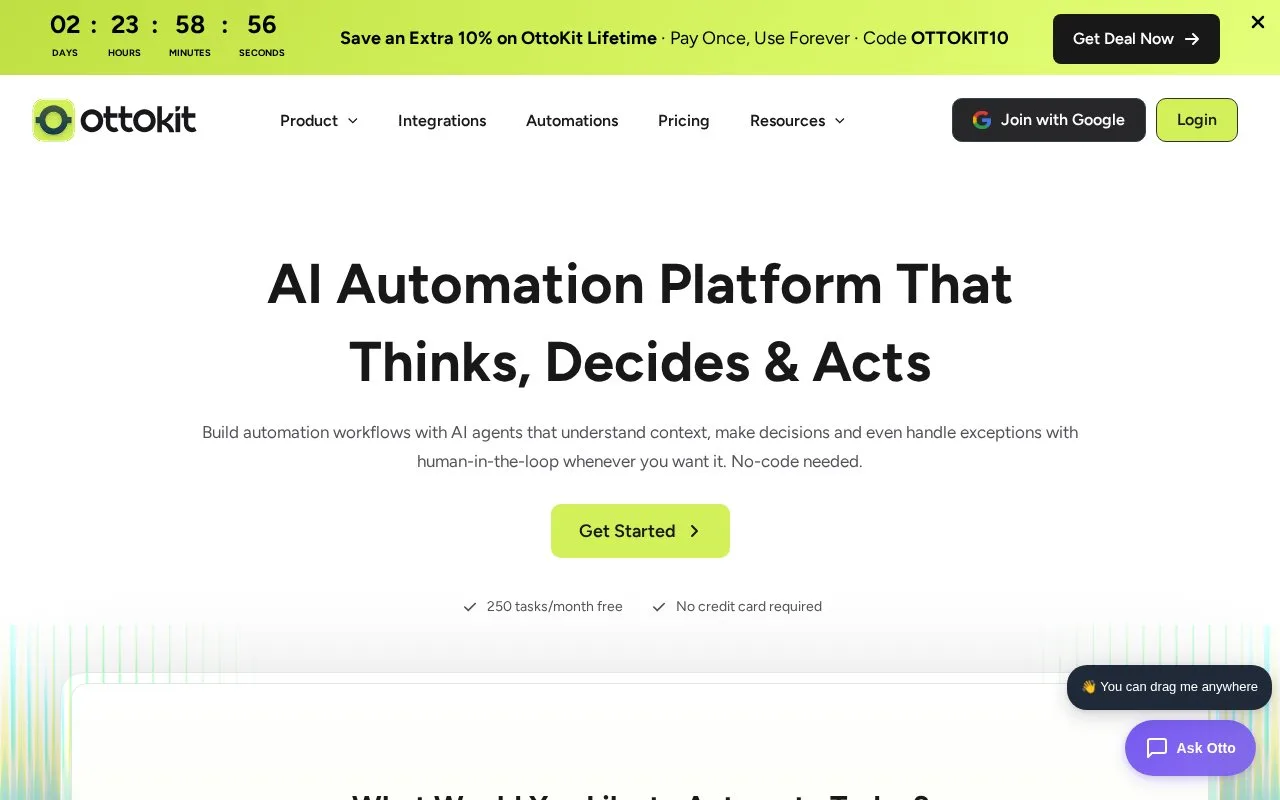 Screenshot of the OttoKit homepage