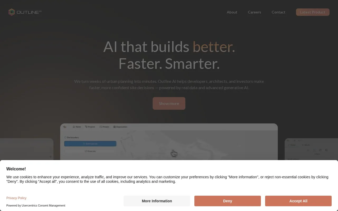 Screenshot of the OutlineAI homepage
