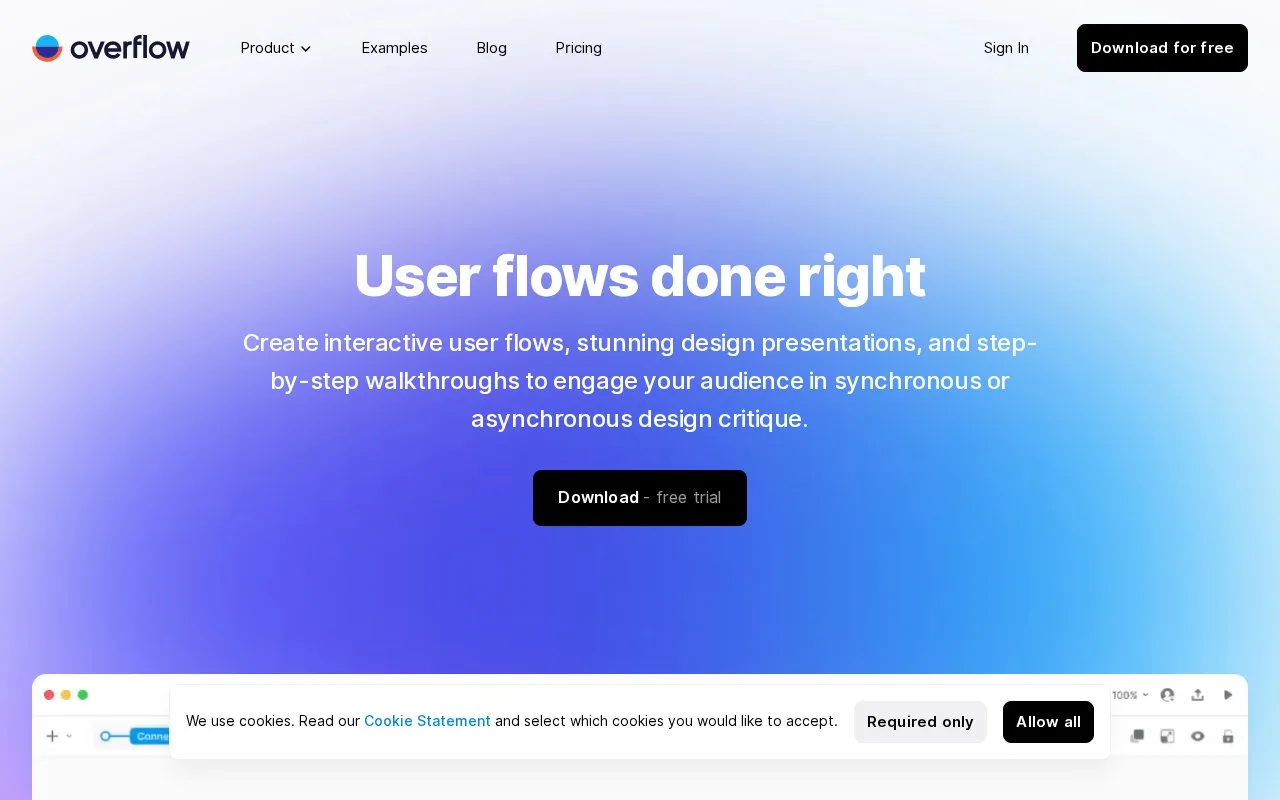 Screenshot of the Overflow homepage