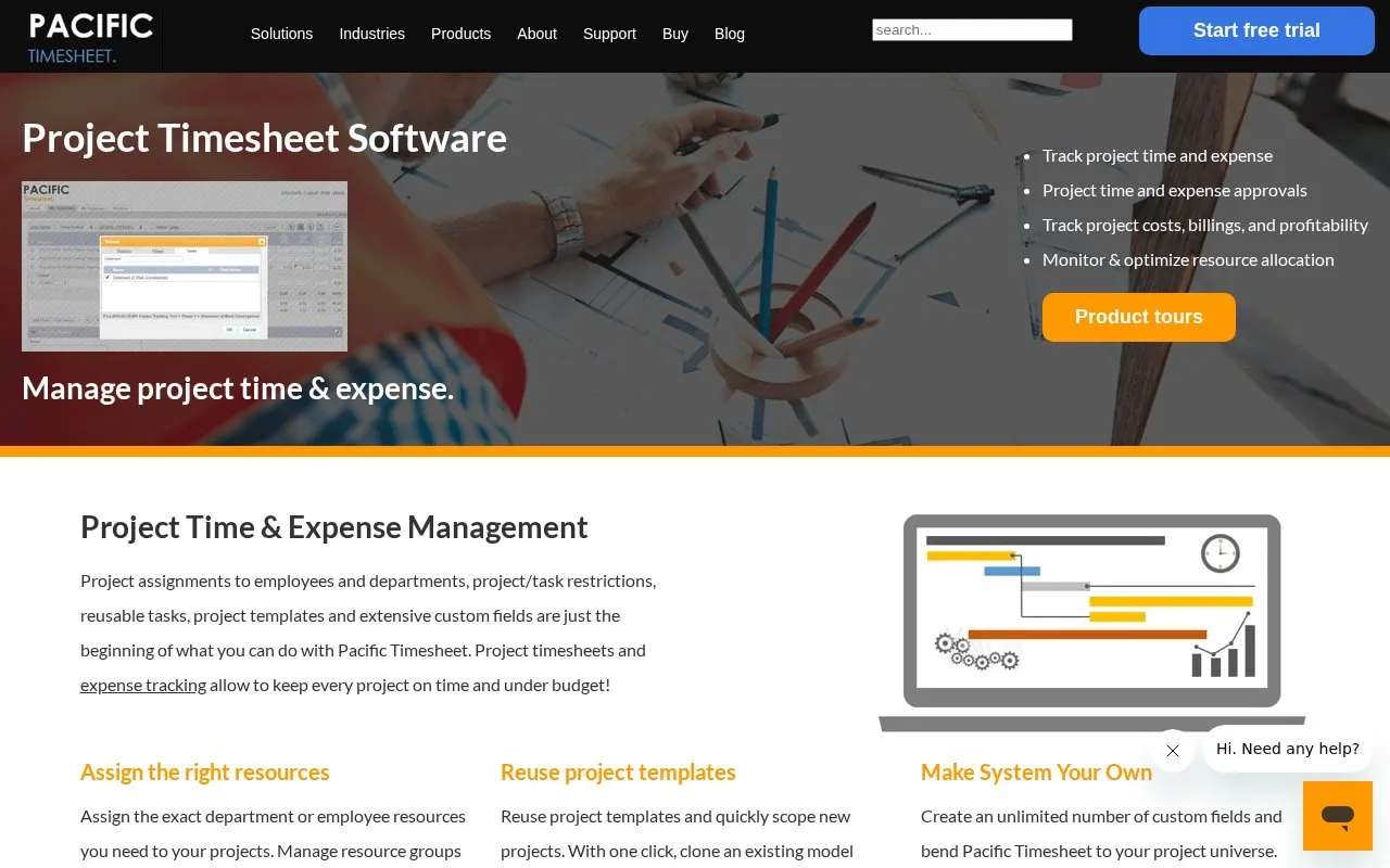 Screenshot of the Pacific Timesheet homepage