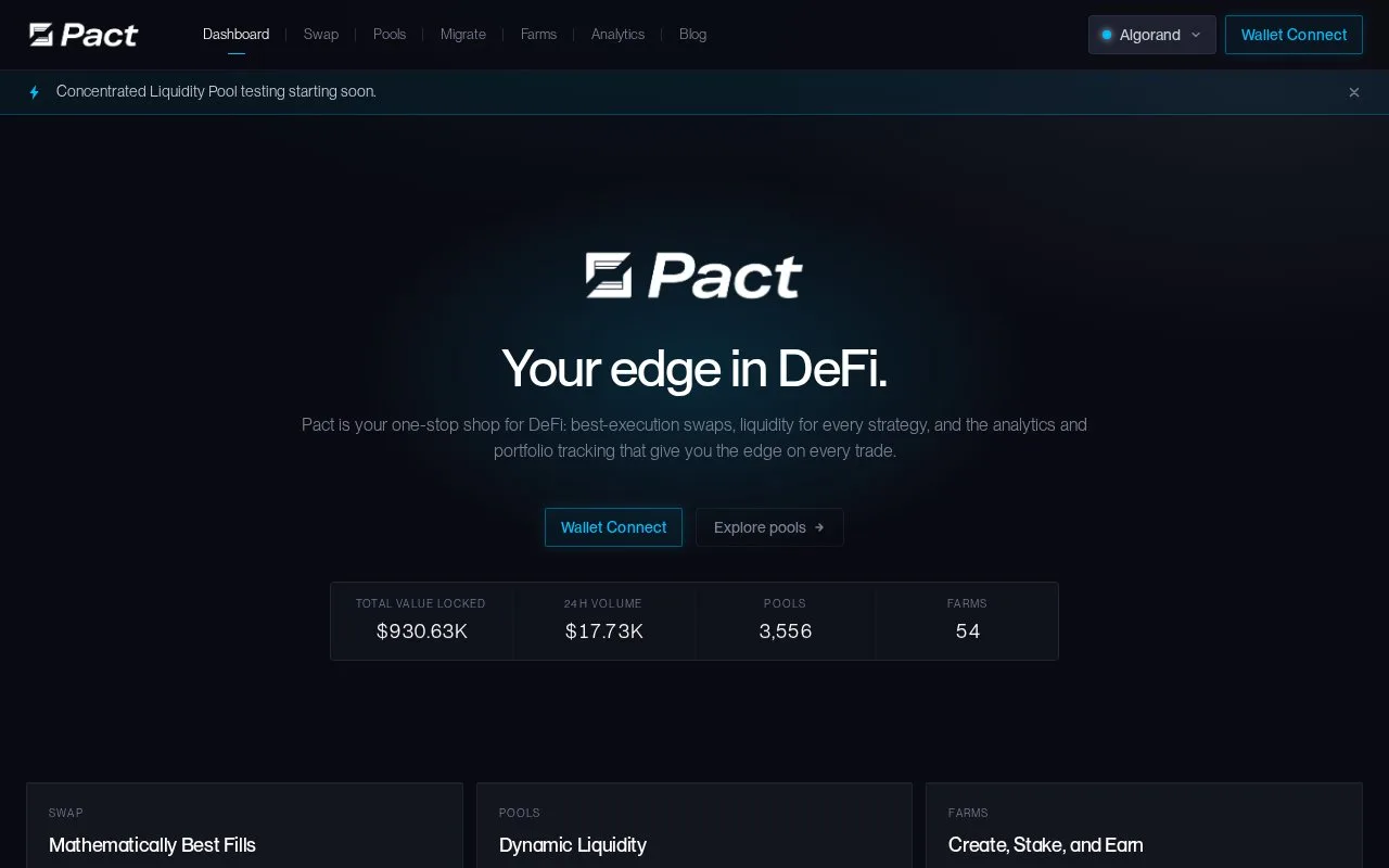 Screenshot of the Pact homepage