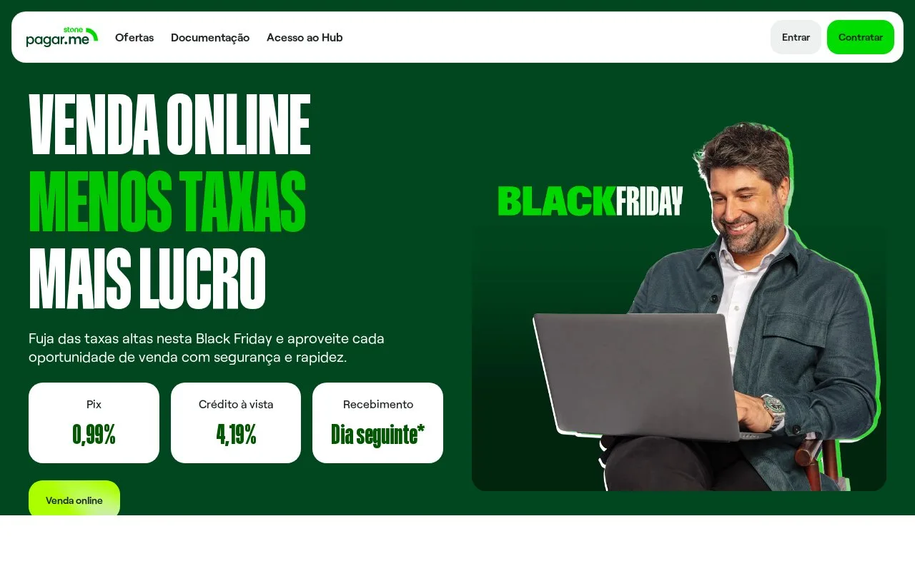 Screenshot of the Pagar.me homepage