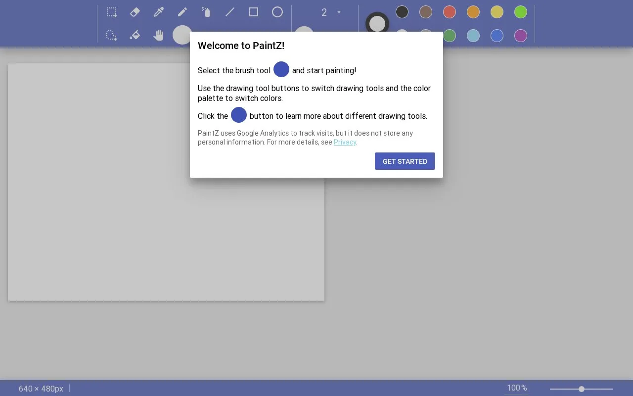 Screenshot of the PaintZ homepage
