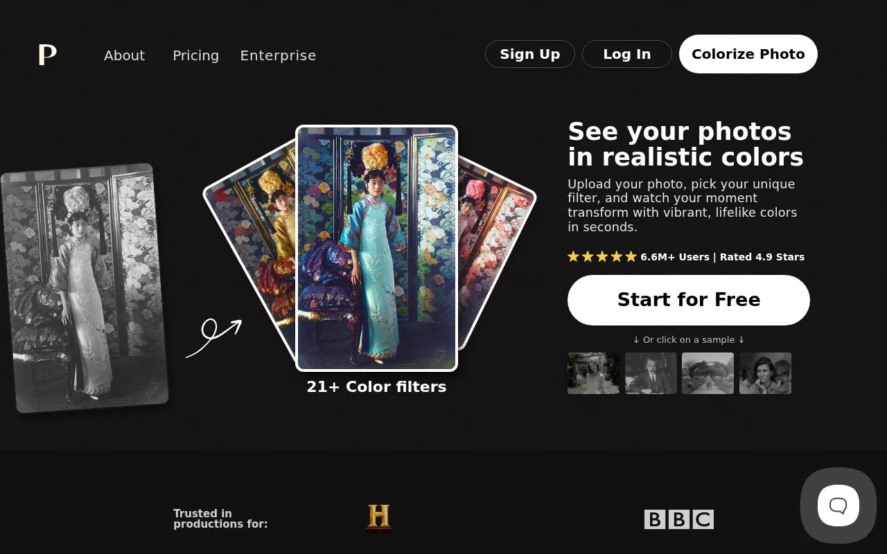Screenshot of the Palette homepage
