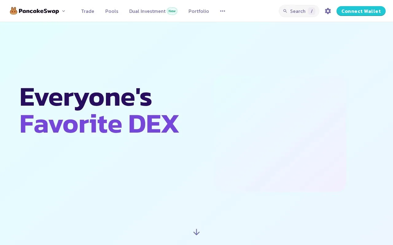 Screenshot of the PancakeSwap homepage