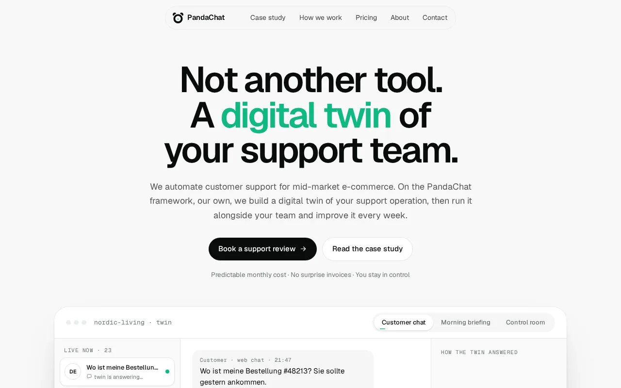 Screenshot of the PandaChat homepage