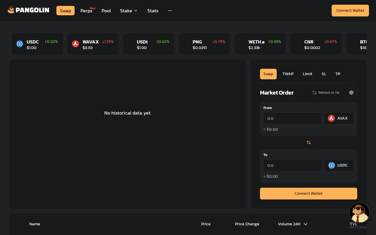 Screenshot of the Pangolin homepage