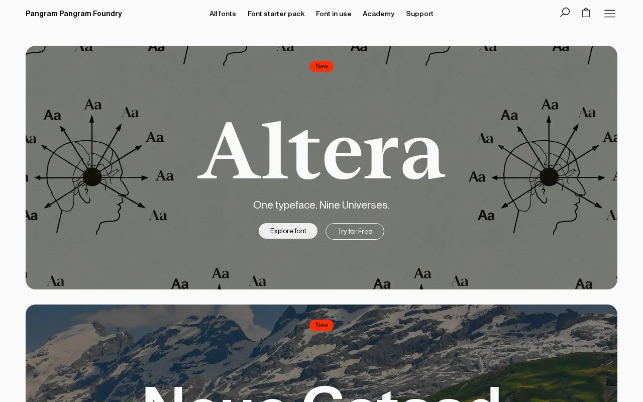 Screenshot of the Pangram Pangram homepage