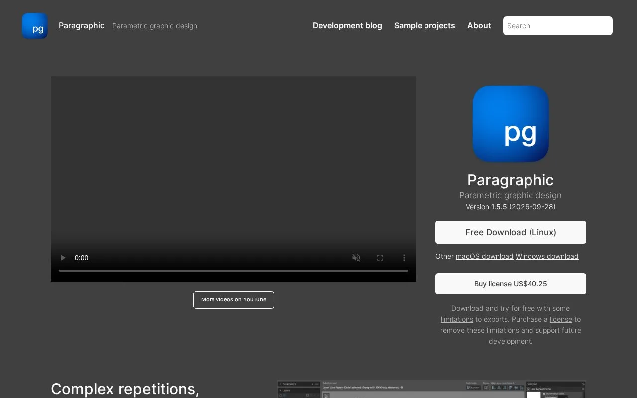 Screenshot of the Paragraphic homepage