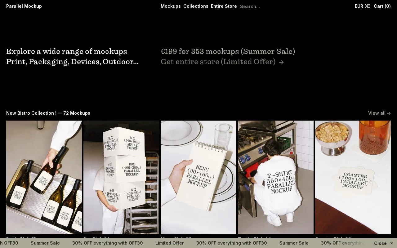Screenshot of the Parallel Mockup homepage