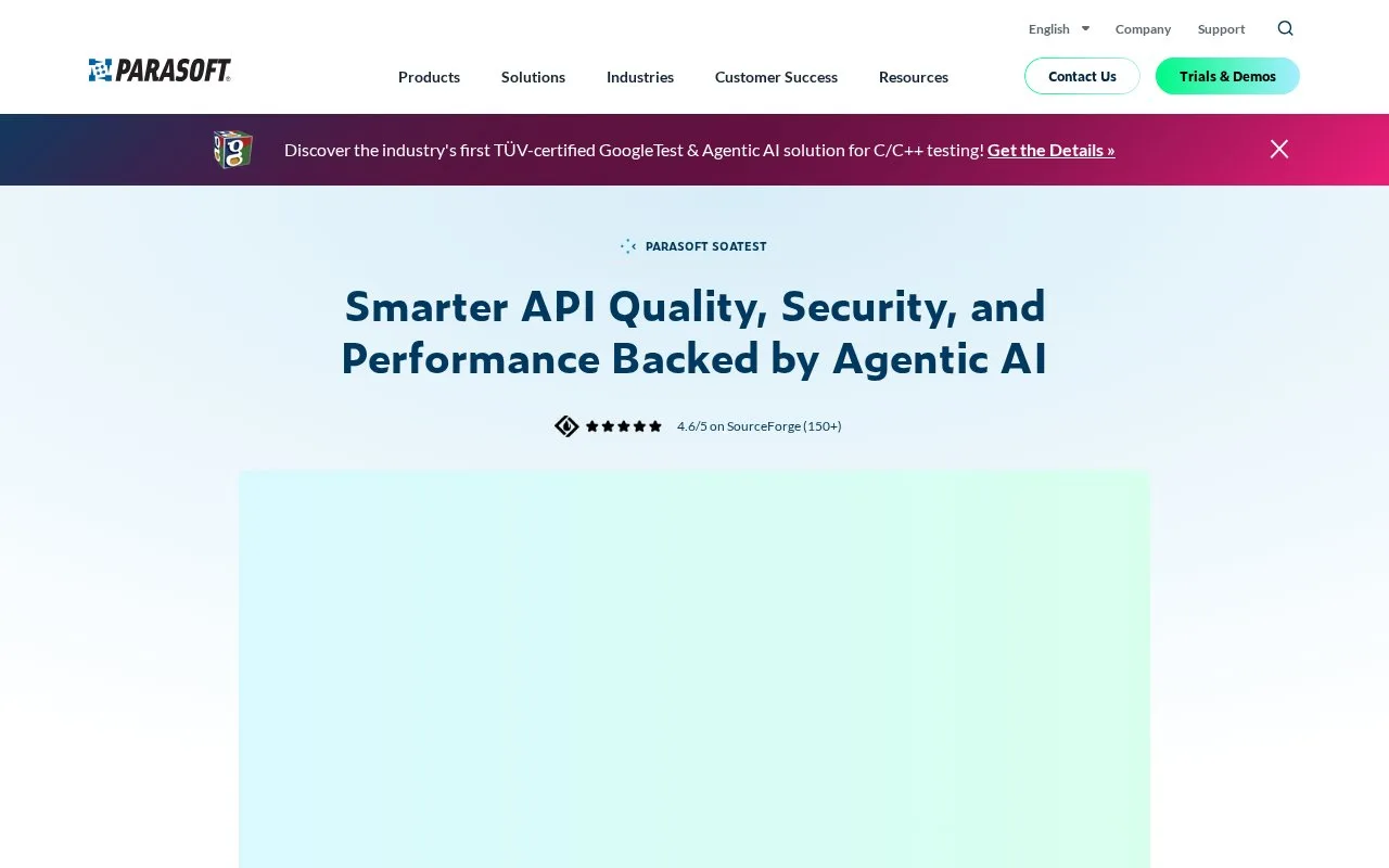 Screenshot of the Parasoft SOAtest homepage