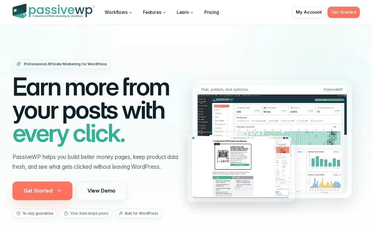 Screenshot of the PassiveWP homepage