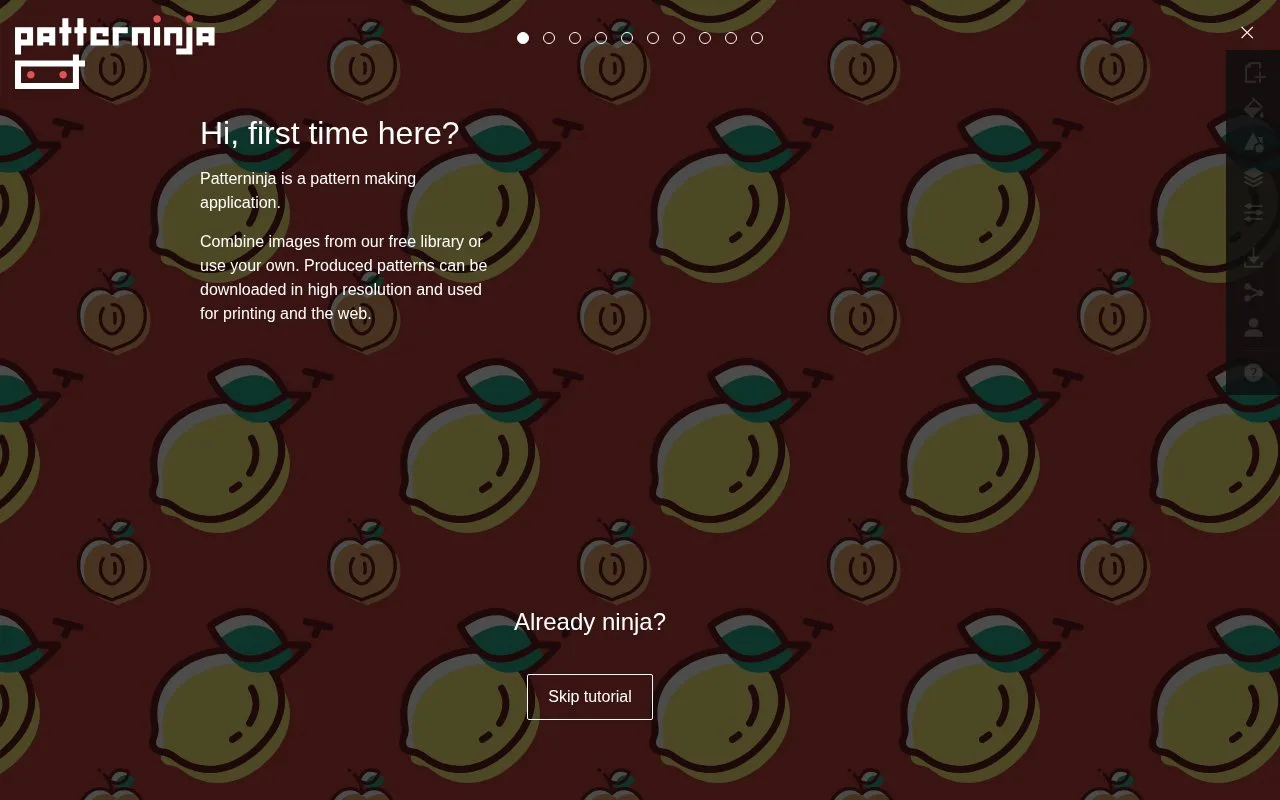 Screenshot of the Patterninja homepage