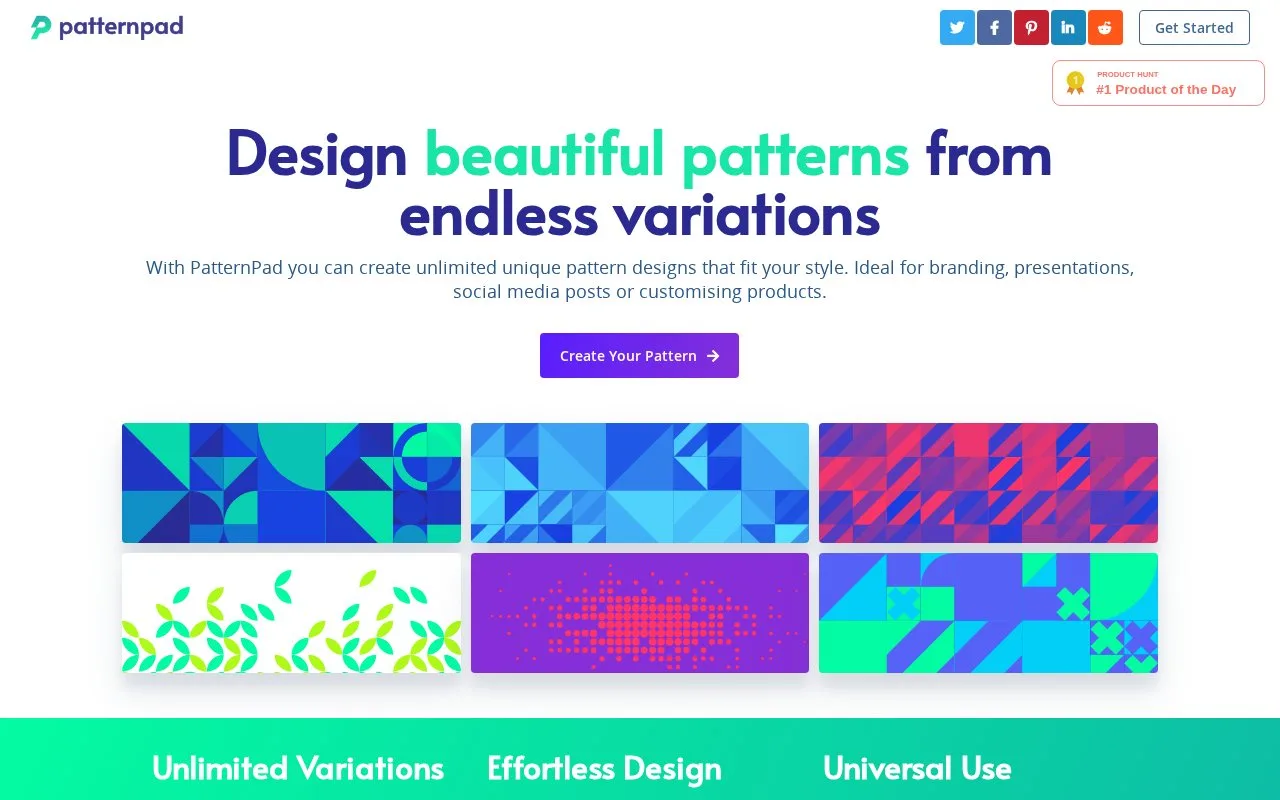 Screenshot of the PatternPad homepage