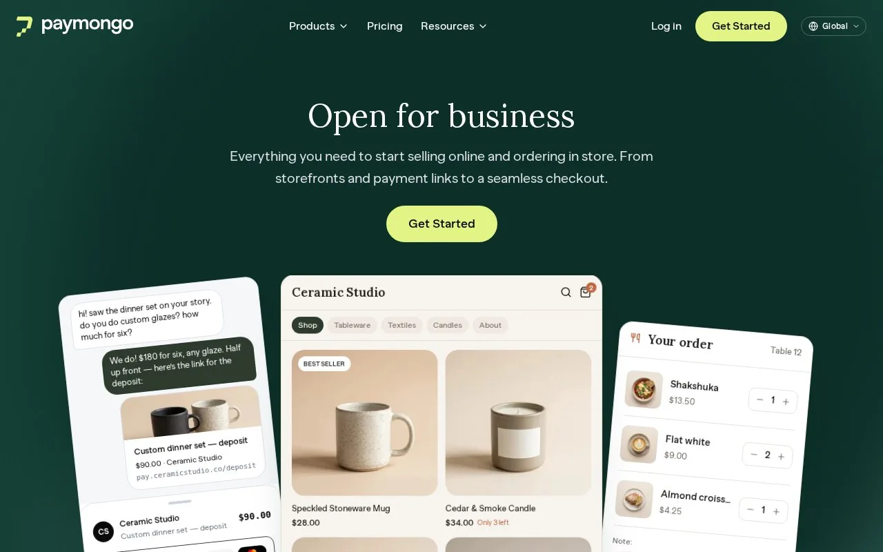 Screenshot of the PayMongo homepage