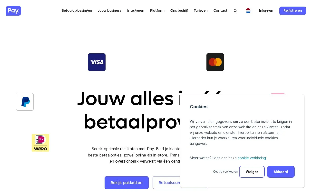 Screenshot of the Pay. homepage