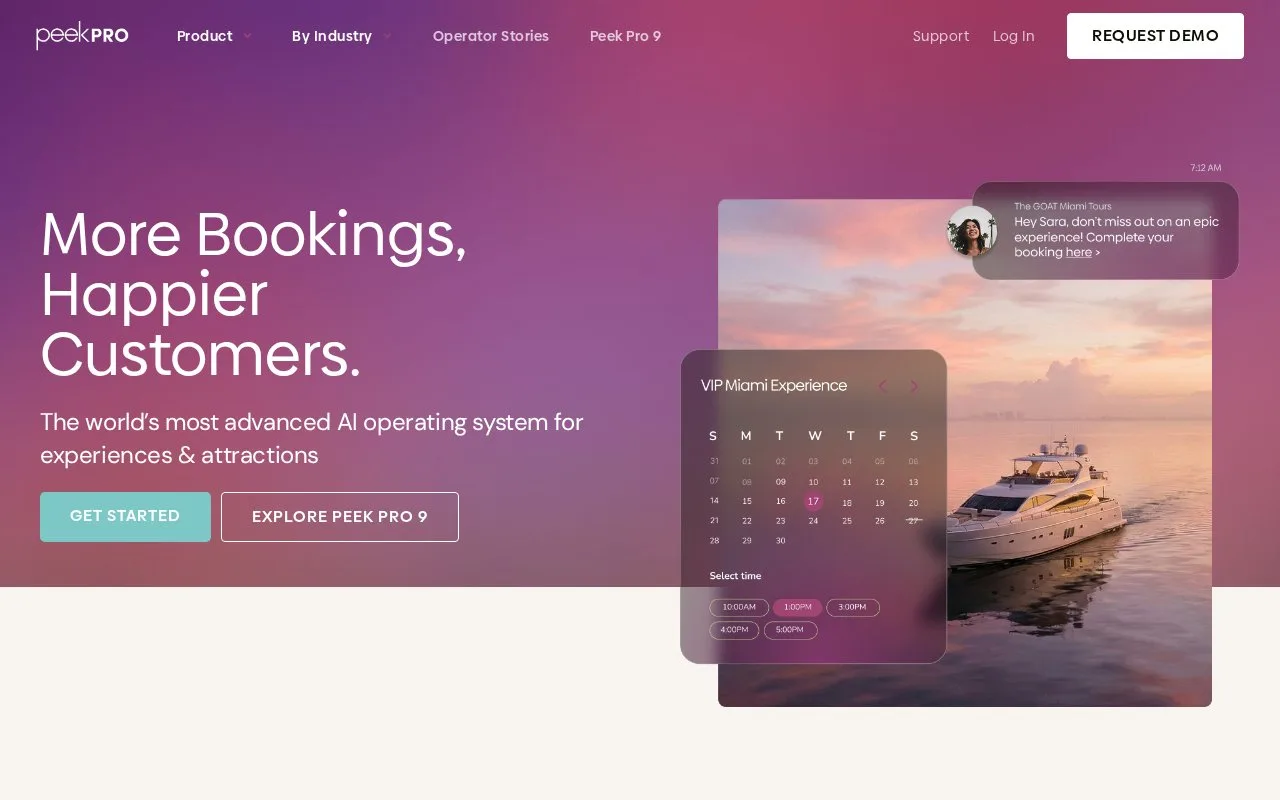 Screenshot of the Peek Pro homepage