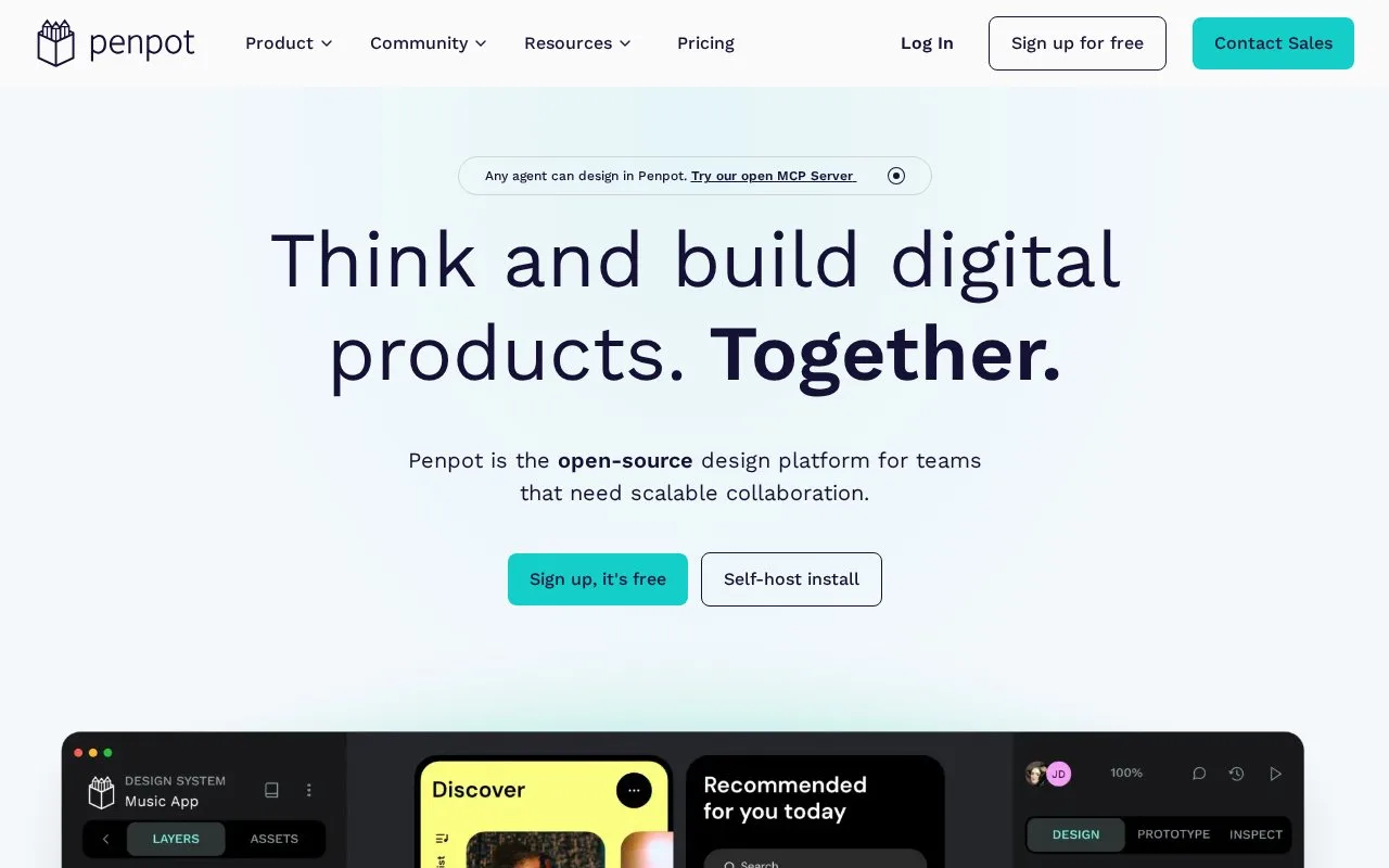Screenshot of the Penpot homepage