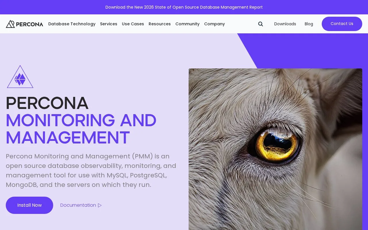 Screenshot of the Percona Monitoring and Management homepage
