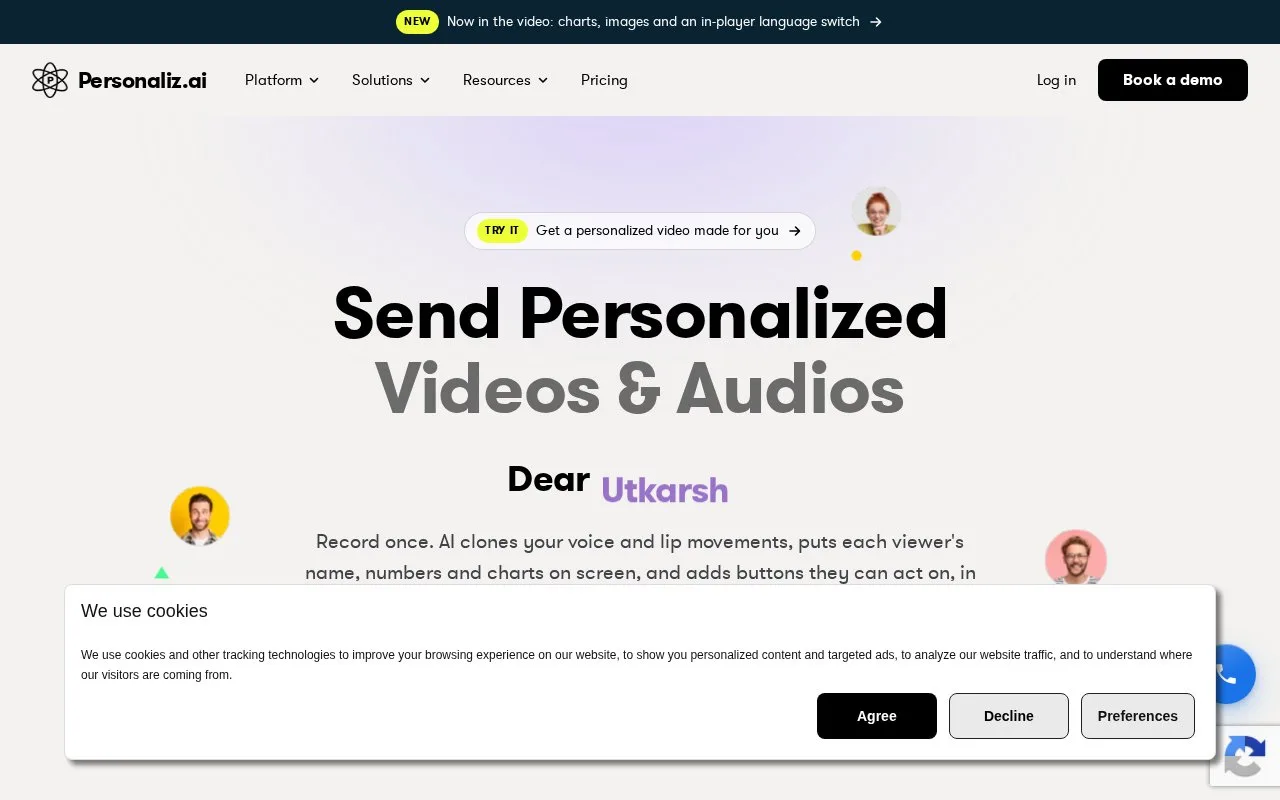 Screenshot of the Personaliz.ai homepage