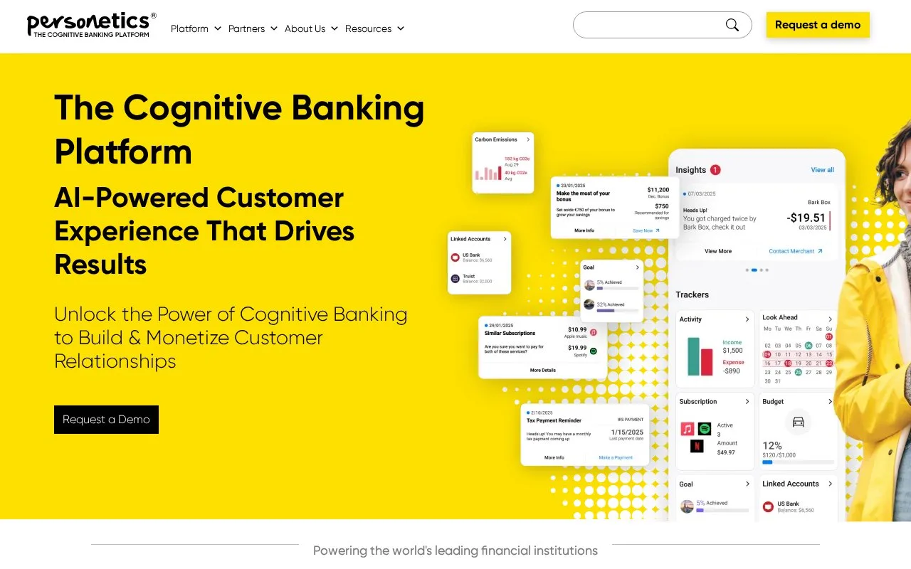 Screenshot of the Personetics homepage