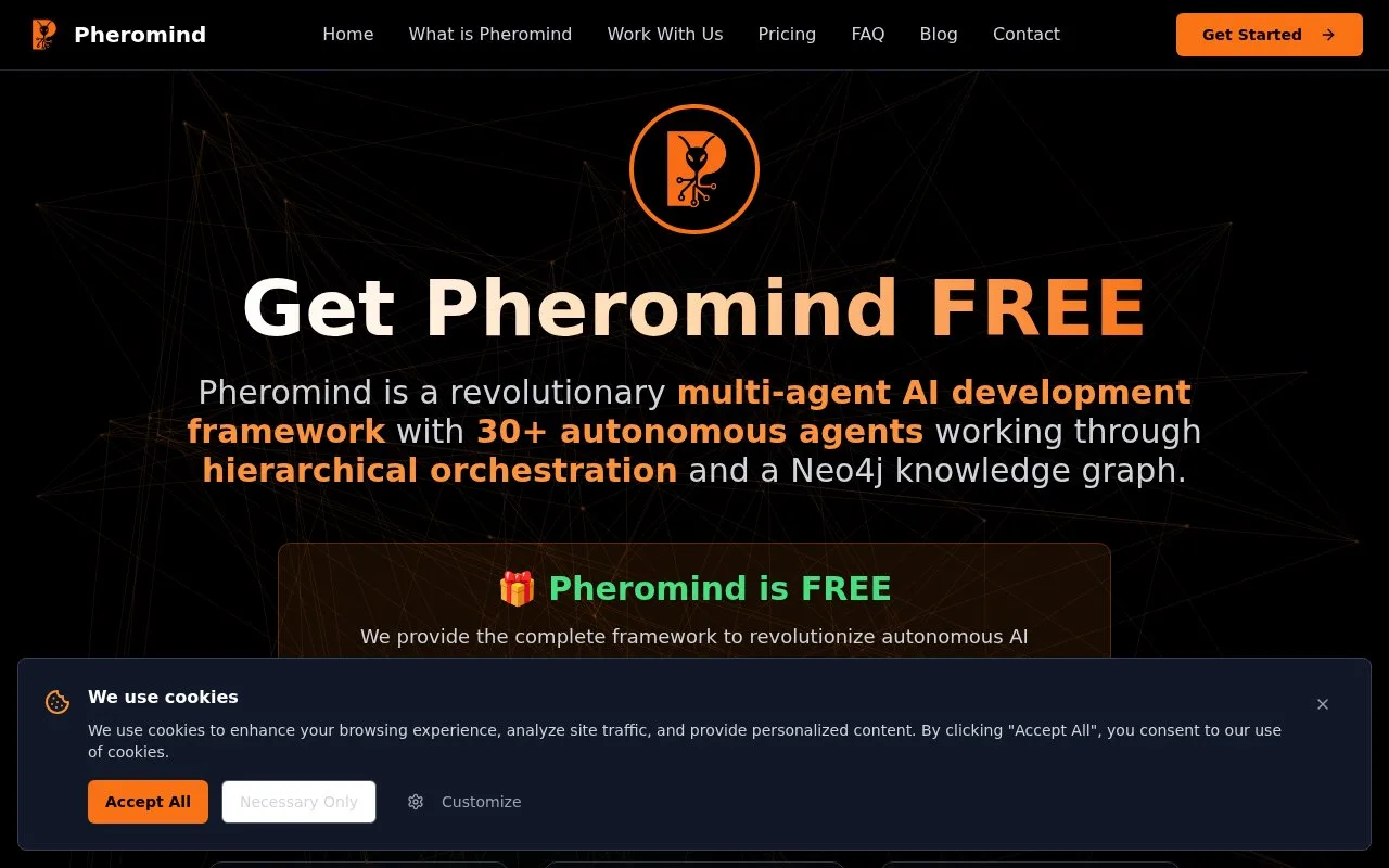 Screenshot of the Pheromind homepage
