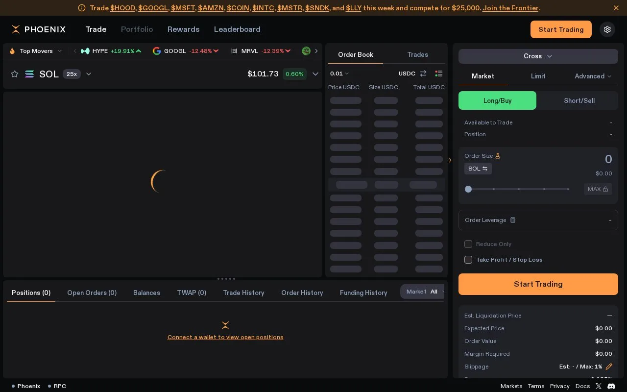 Screenshot of the Phoenix homepage