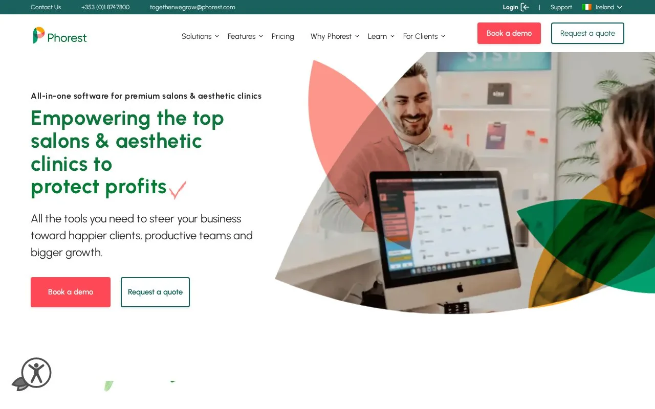 Screenshot of the Phorest homepage