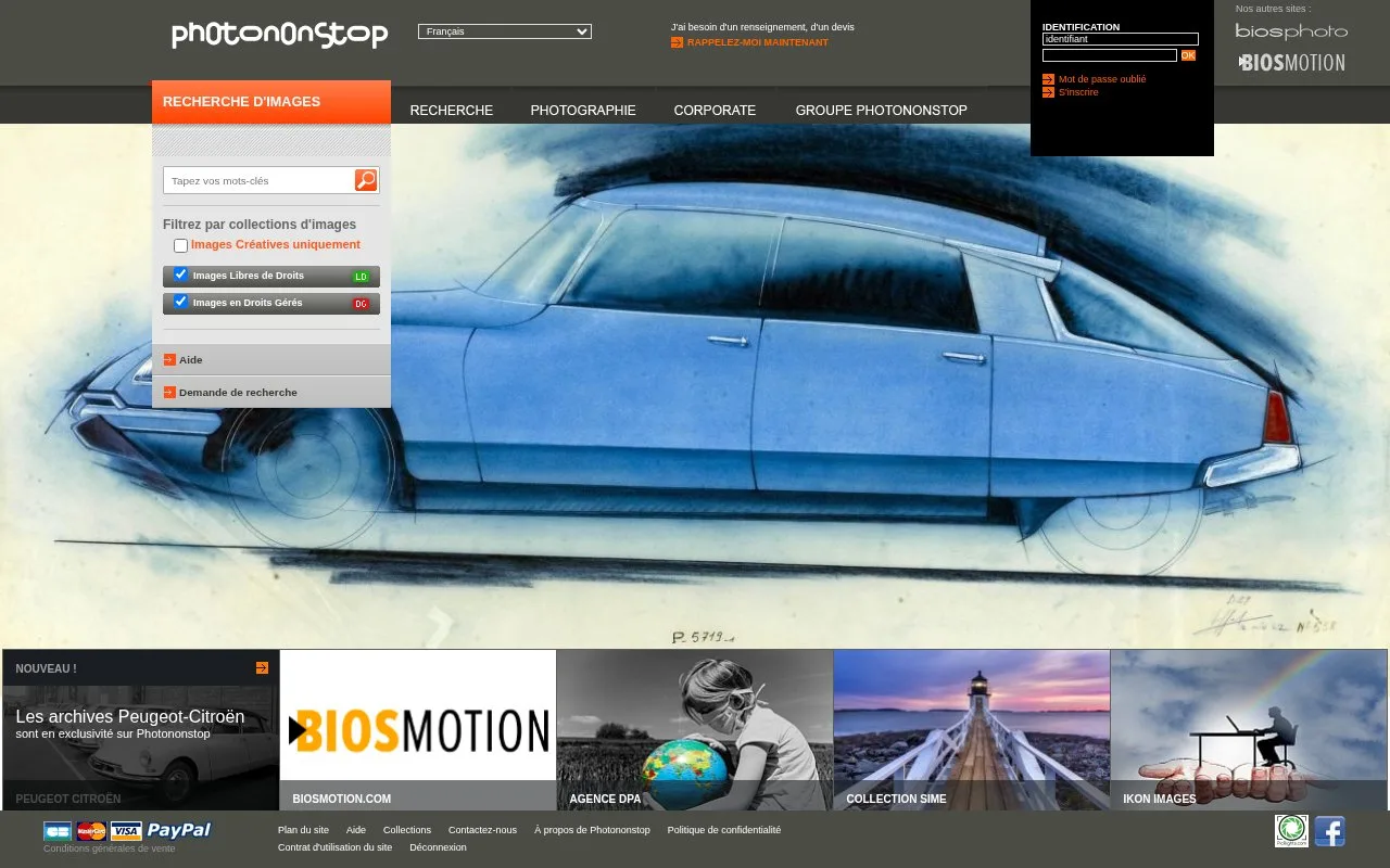 Screenshot of the Photononstop homepage
