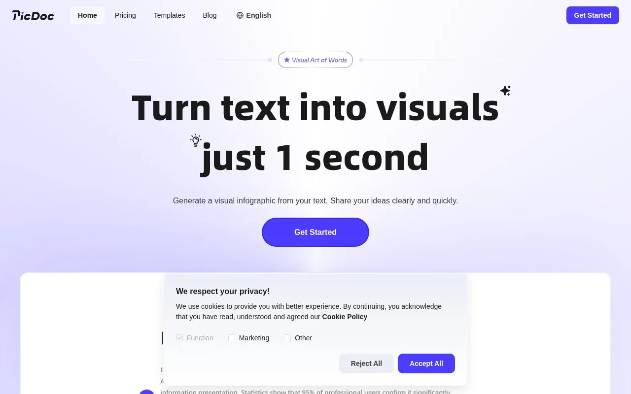 Screenshot of the PicDoc homepage