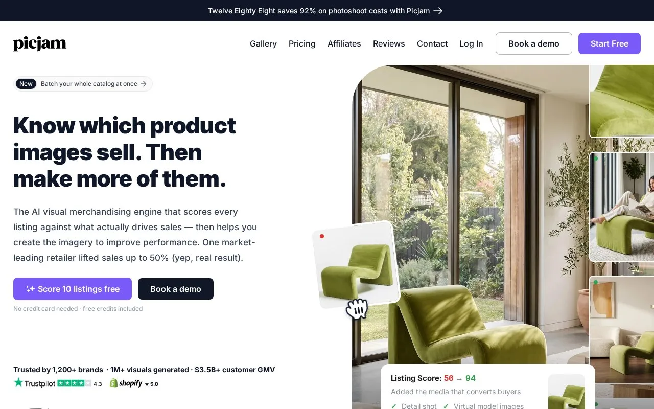 Screenshot of the Picjam homepage