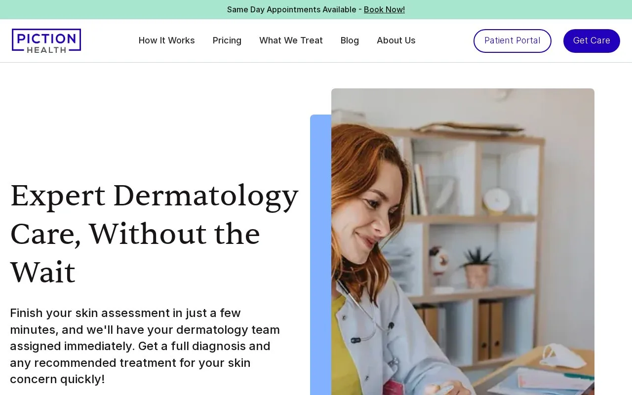 Screenshot of the Piction Health homepage