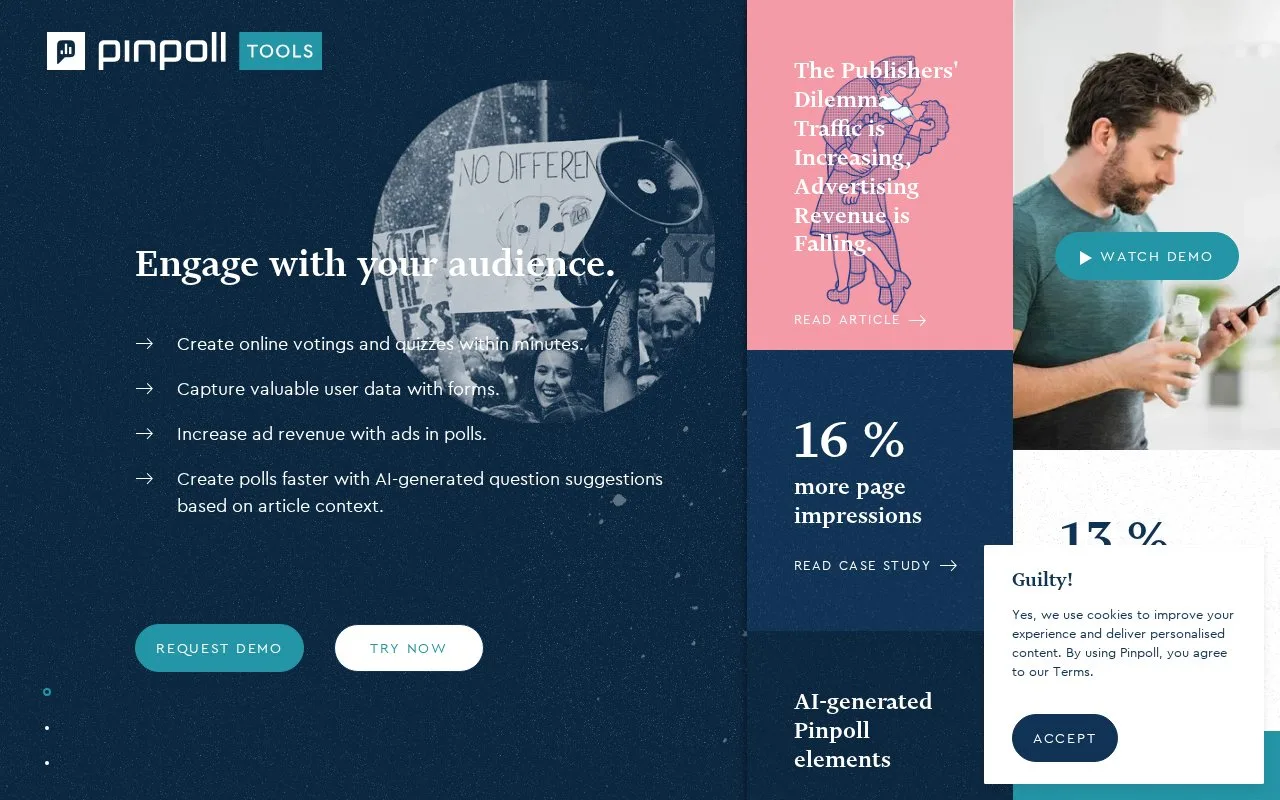 Screenshot of the Pinpoll Tools homepage
