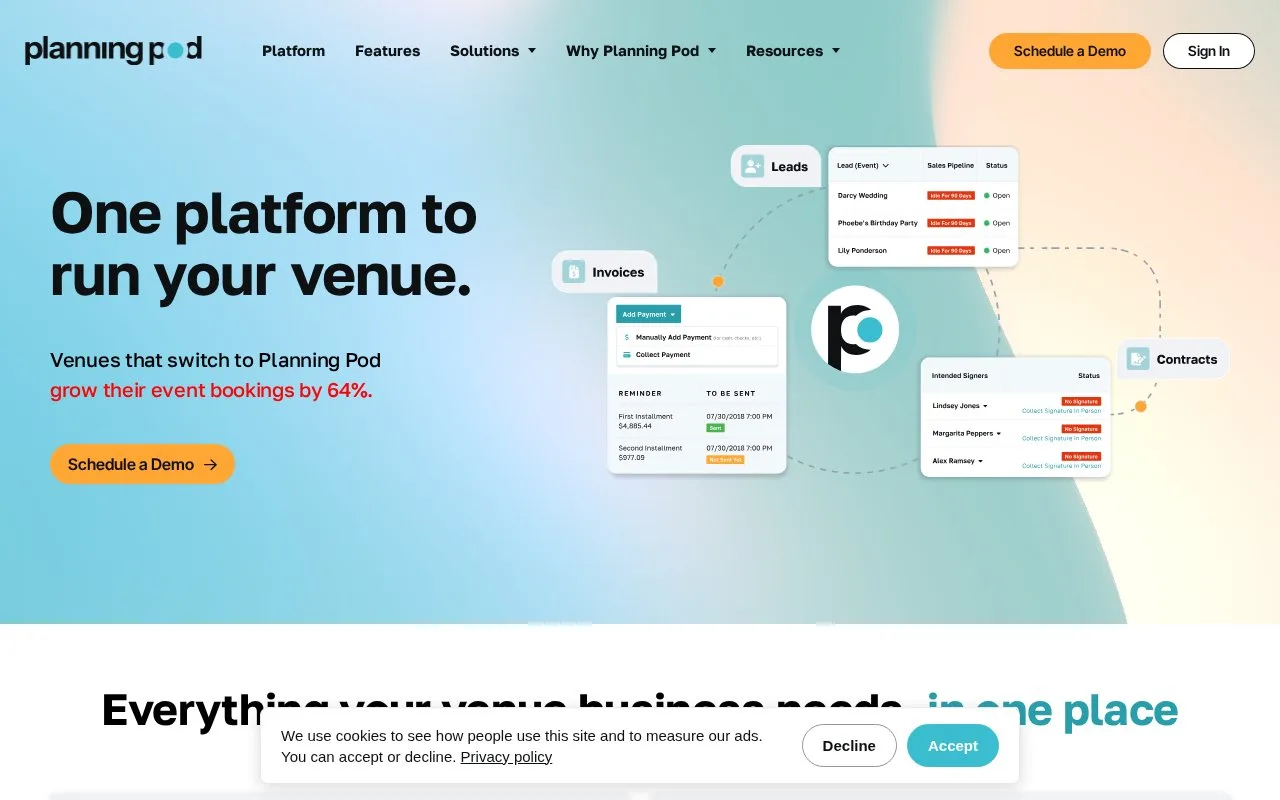 Screenshot of the Planning Pod homepage