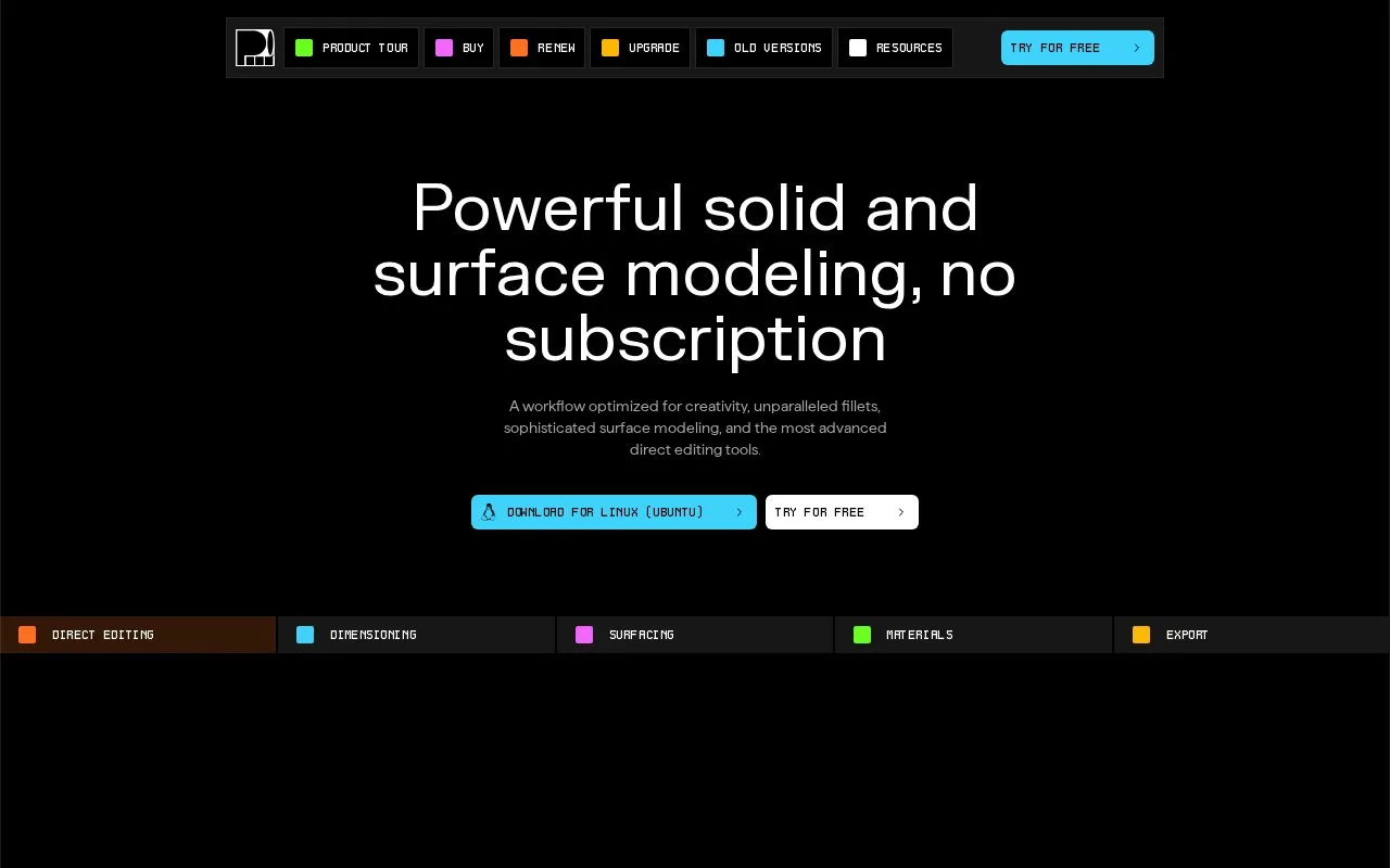 Screenshot of the Plasticity homepage