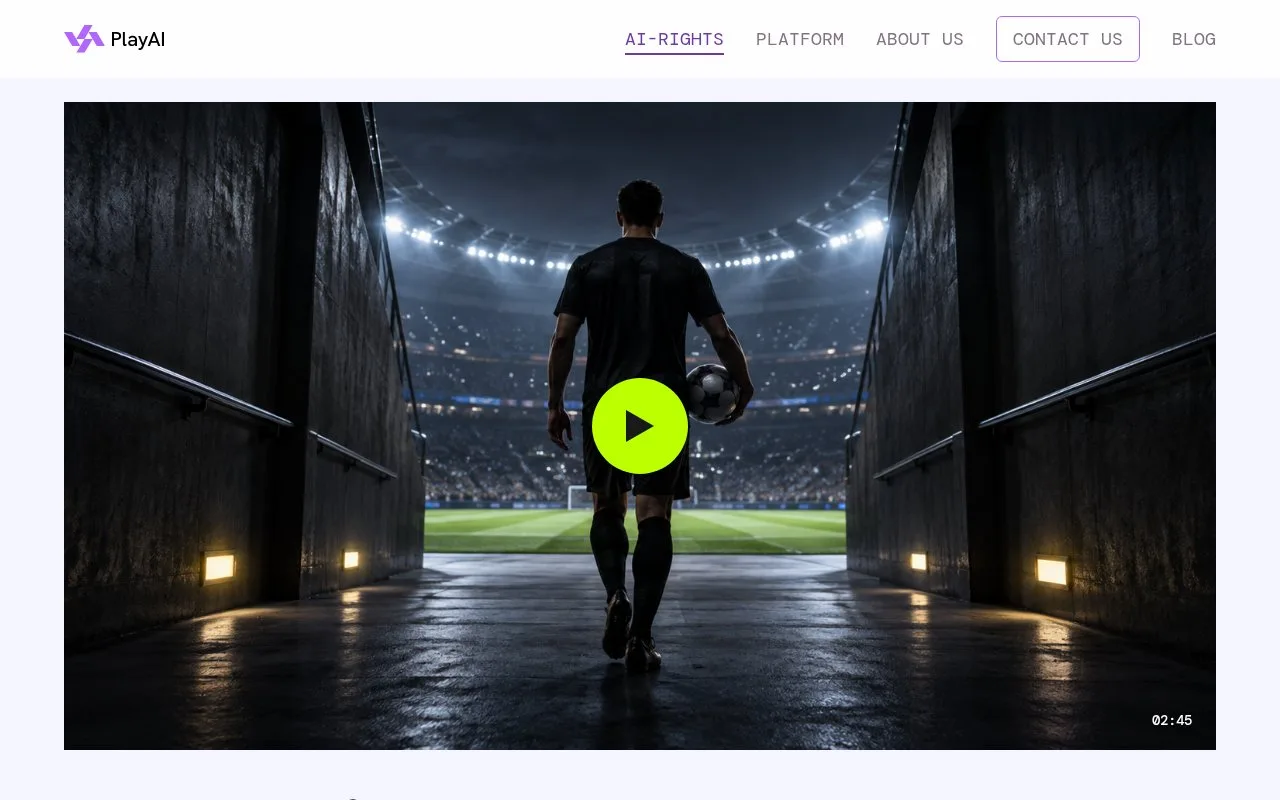 Screenshot of the PlayAI homepage