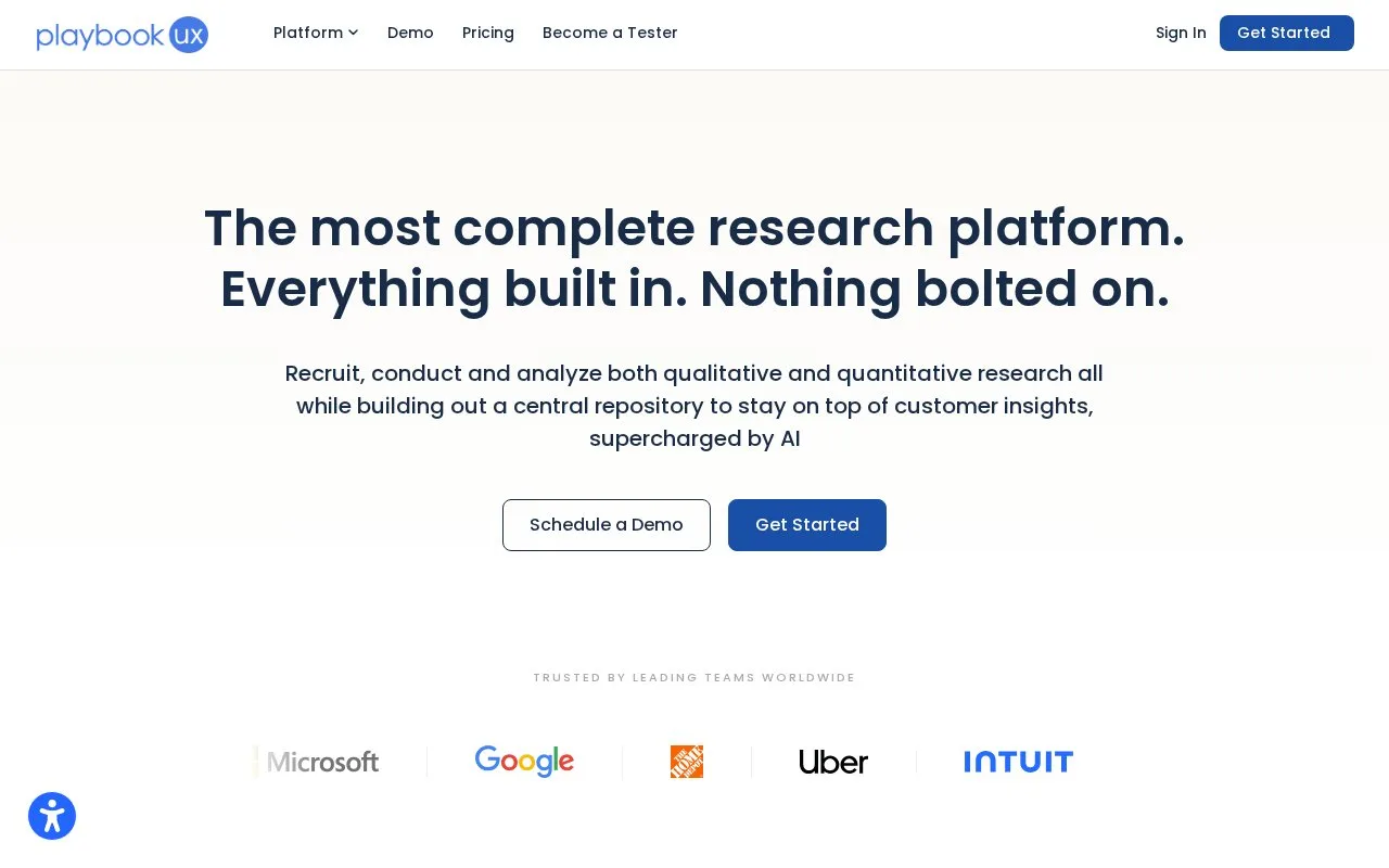 Screenshot of the PlaybookUX homepage