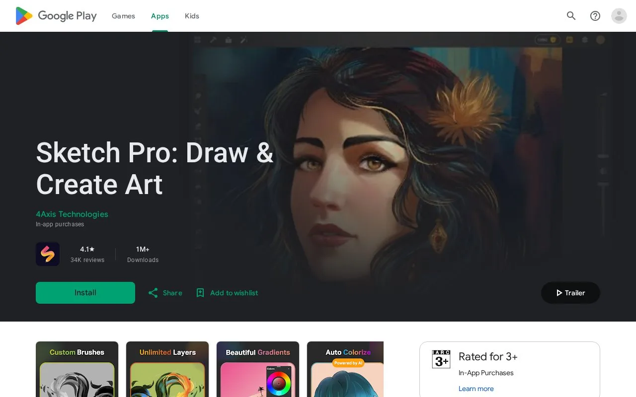 Screenshot of the SketchPro homepage