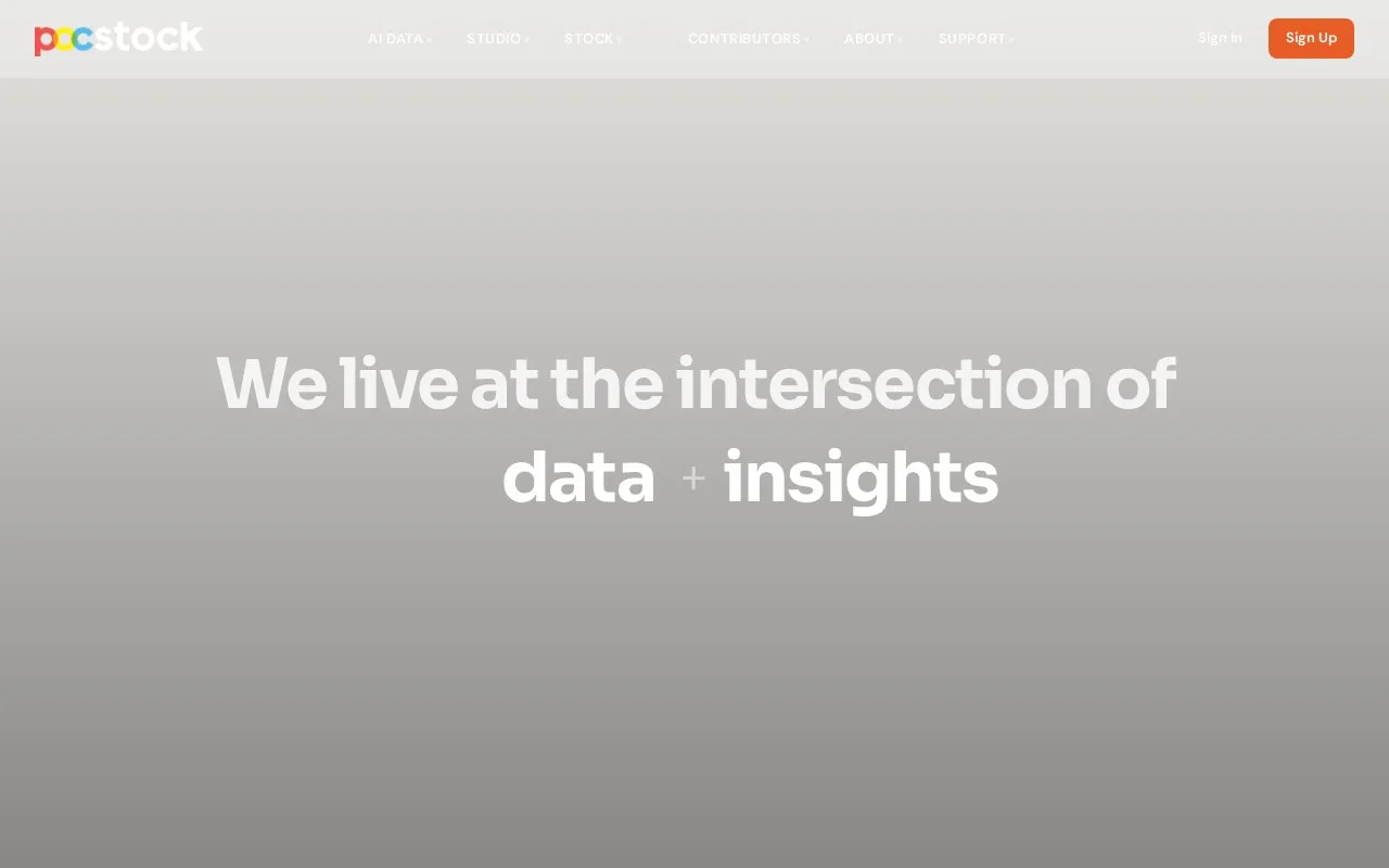 Screenshot of the pocstock homepage