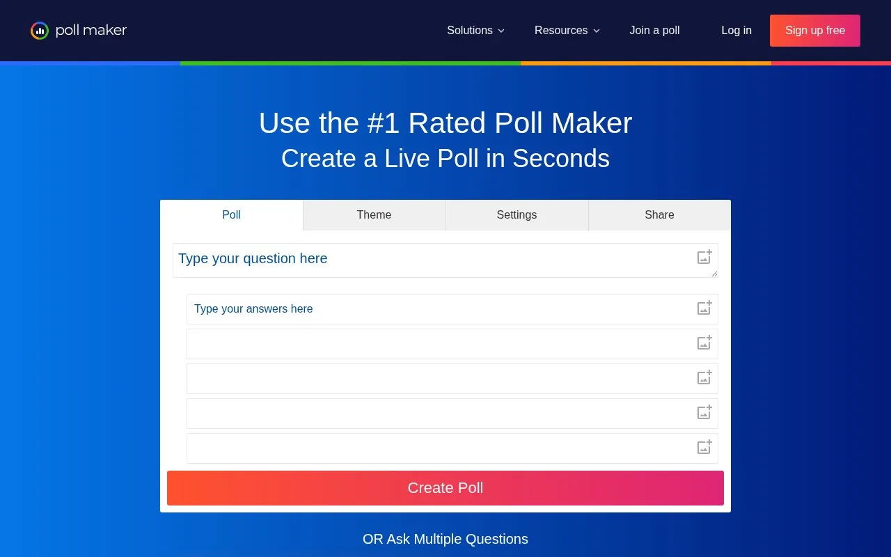 Screenshot of the Poll Maker homepage