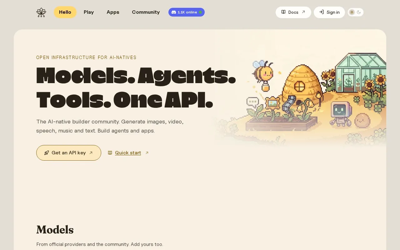 Screenshot of the Pollinations.ai homepage