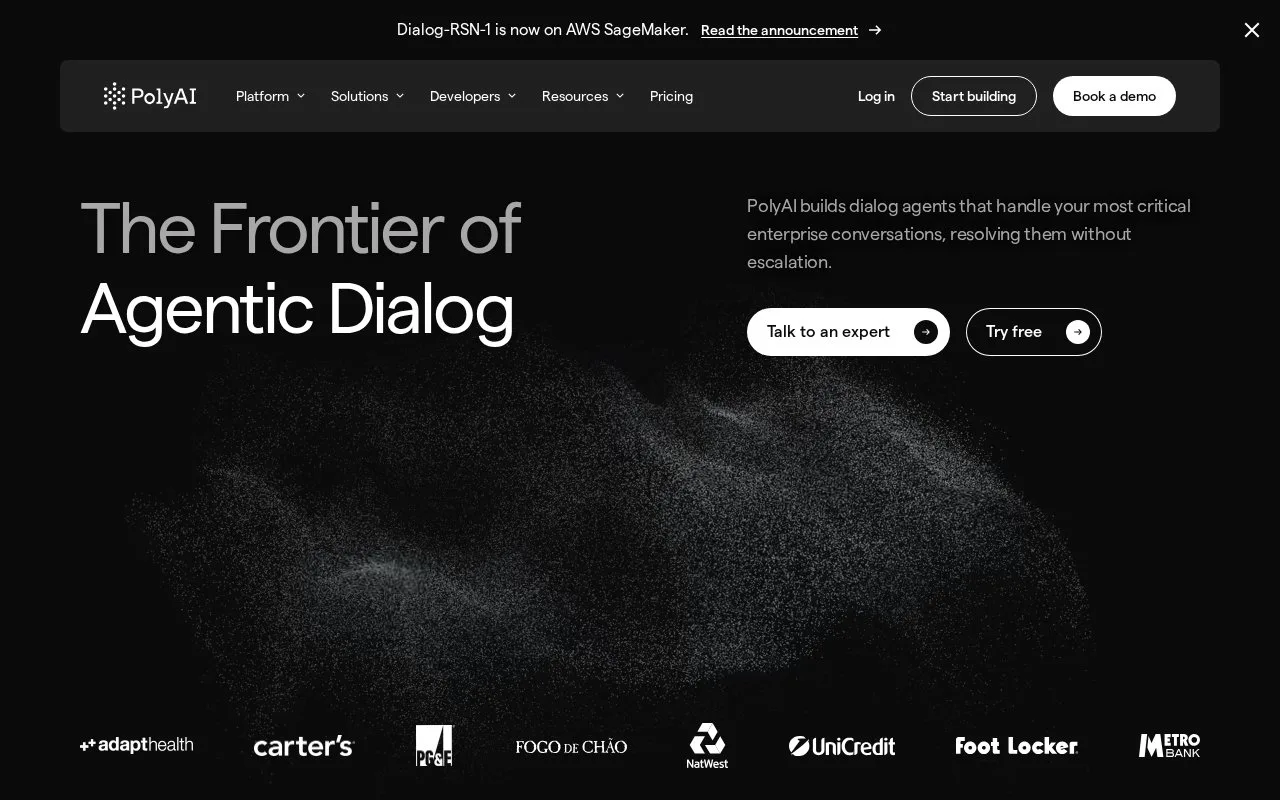 Screenshot of the PolyAI homepage