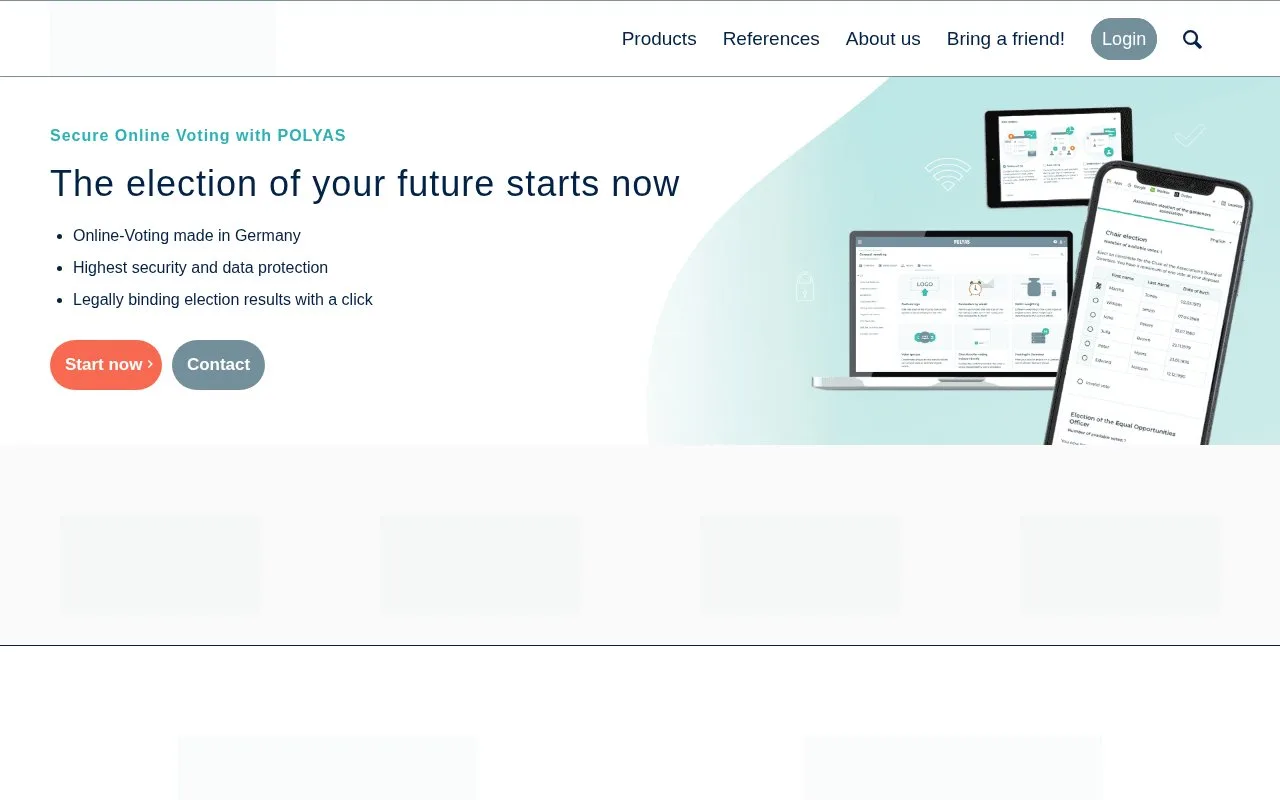 Screenshot of the POLYAS homepage