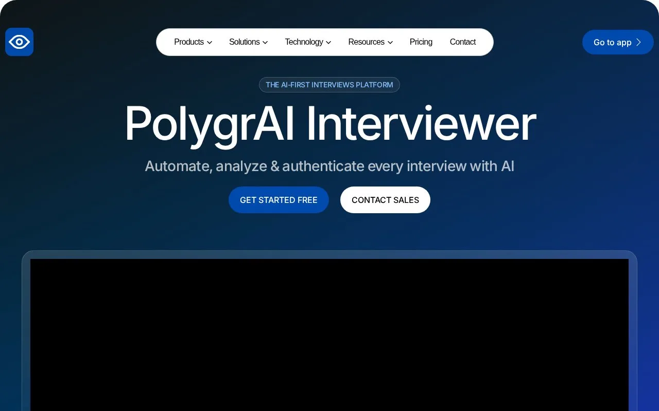 Screenshot of the PolygrAI Interviewer homepage