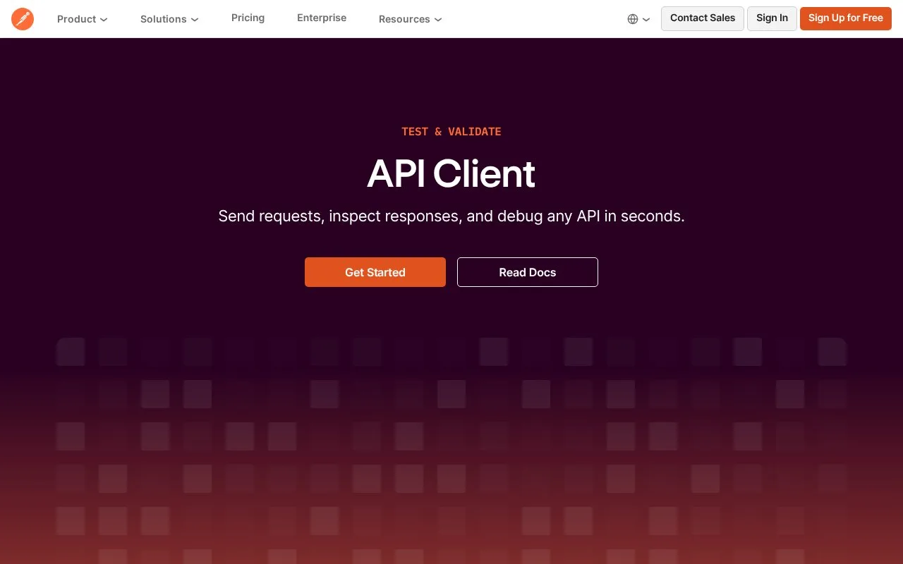 Screenshot of the Postman API Client homepage