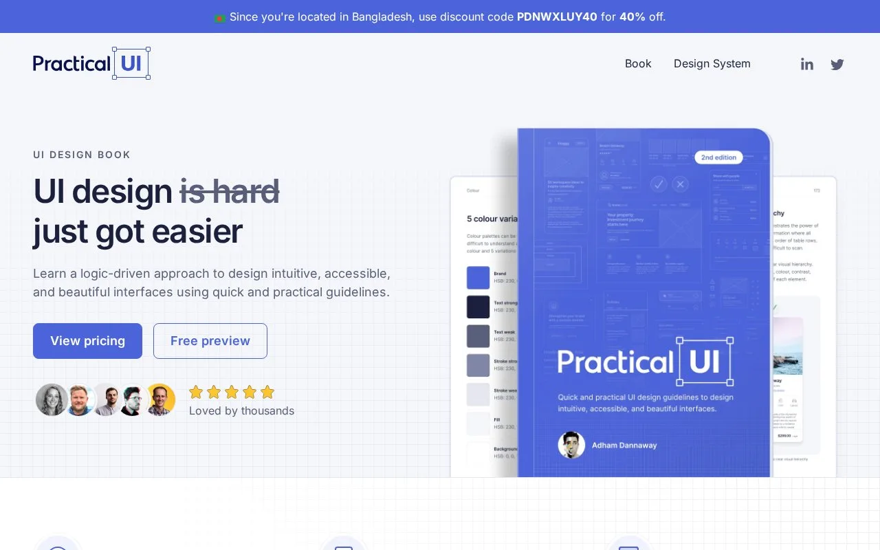 Screenshot of the Practical UI homepage
