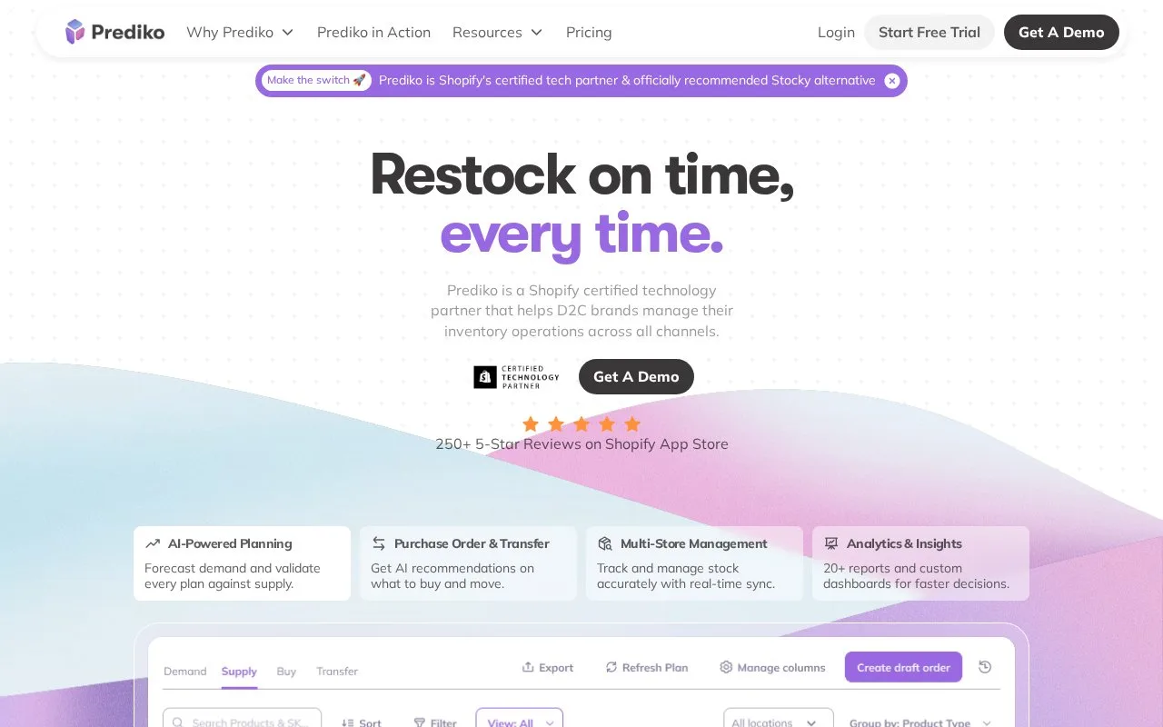 Screenshot of the Prediko homepage