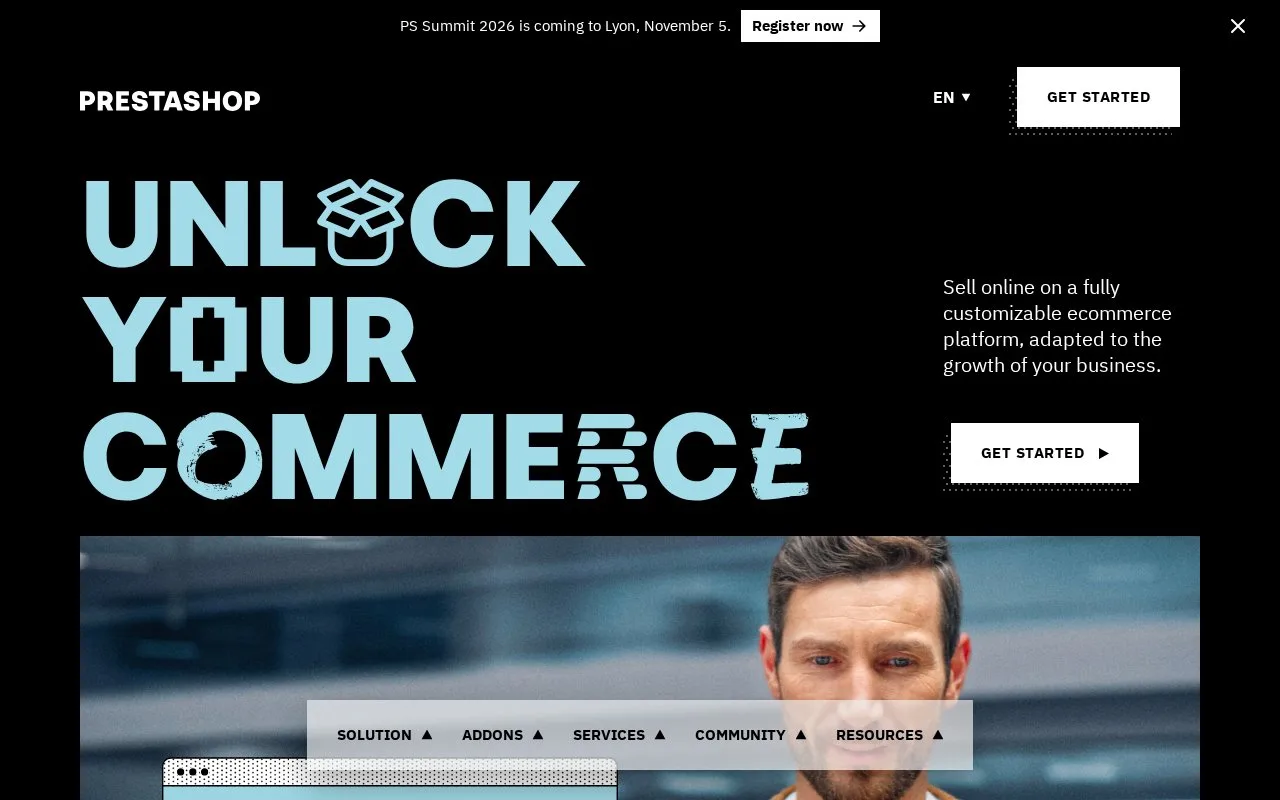 Screenshot of the PrestaShop homepage