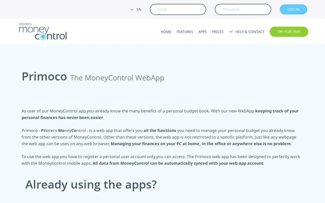 Screenshot of the MoneyControl homepage
