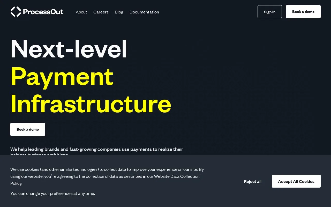 Screenshot of the ProcessOut homepage